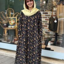 پیراهن آیگل مشکی گل ریز زرد