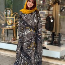 پیراهن آیگل طرحدار طوسی مشکی خردلی