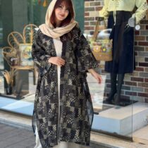 پانچ لارا طرح مستطیلی مشکی کرم خاکی