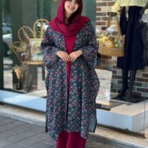 پانچ لارا آبی نفتی گل قرمز