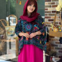 کراپ میم آبی فیروزه ای طرح گرد