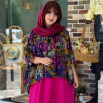 کراپ میم گل درشت بنفش و حنایی