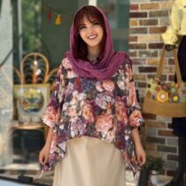 کراپ میم گل های درشت یاسی کالباسی