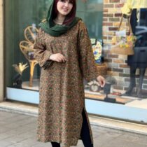 پیراهن گیلدانسکافه ای تیره گل ریز