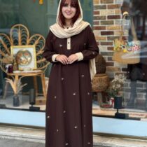 پیراهن گلبهار قهوه ای