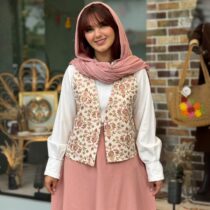 جلیقه چنار گل ریز صورتی آلبالویی